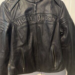 Harley-Davidson Black Leather Bomber Jacket